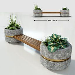 Bridge bench between two planters