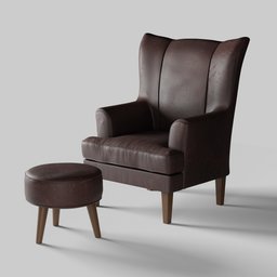 Leather Chair with Footstool